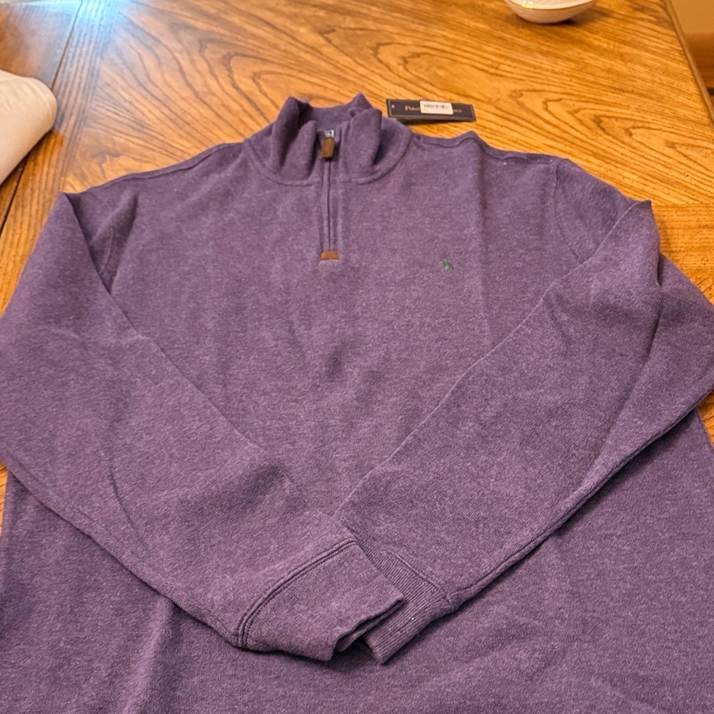 New Men’s Medium Men's Heather Purple Zip-Up Sweater by Polo
